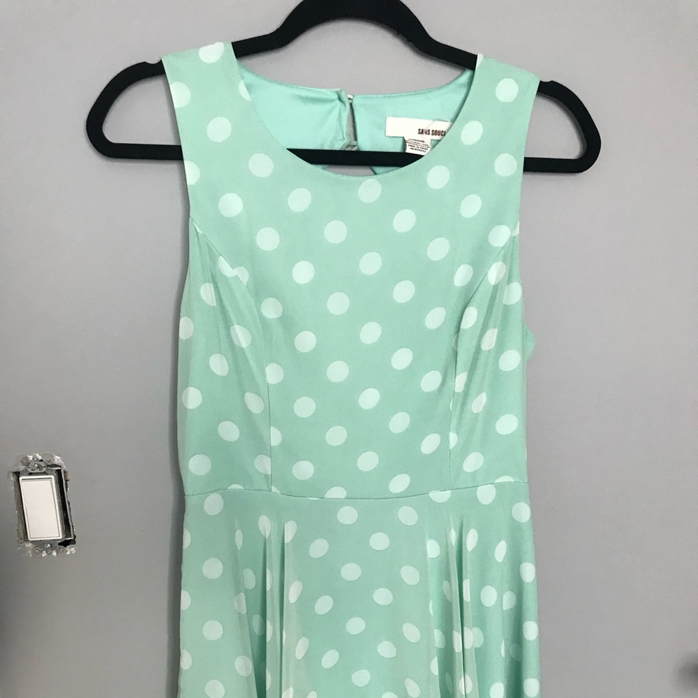 Teal polkadot dress